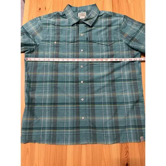 LL Bean Mens Short Sleeve Button Down Shirt Large - Picture 4 of 6